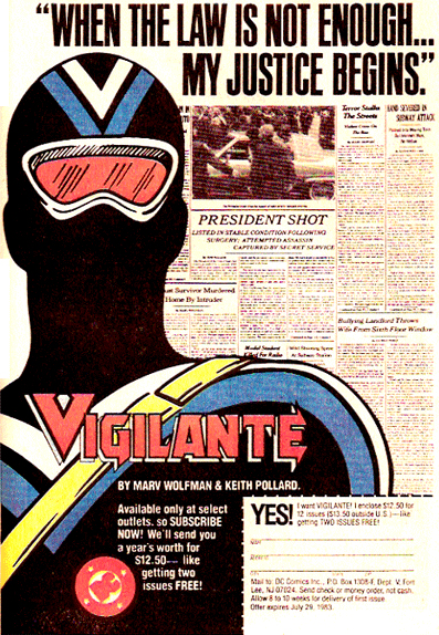 Vigilante ad from 1983 Vigilante ad from 1983