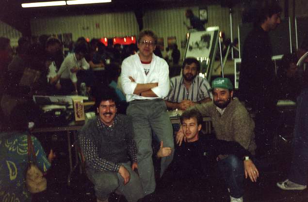 Eclipse Table Mid-Ohio Con Circa late 1980's. Left to Right - Tim Harkins, Ron Frenz, Flint Henry (on floor) Beau Smith, and sitting at the table, Chuck Dixon.