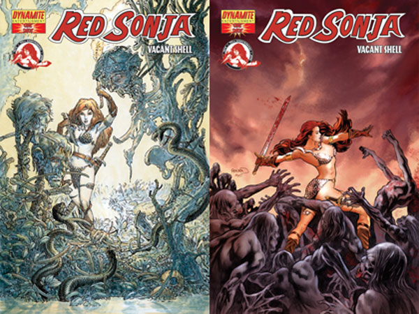 Image: Red Sonja Vacant Shell #1 (Black & White incentive cover) - D. E./Dynamite Entertainment