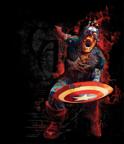 Image: Marvel Zombies: 'Desecrated Captain' Black T-Shirt  (XL) - Marvel Comics