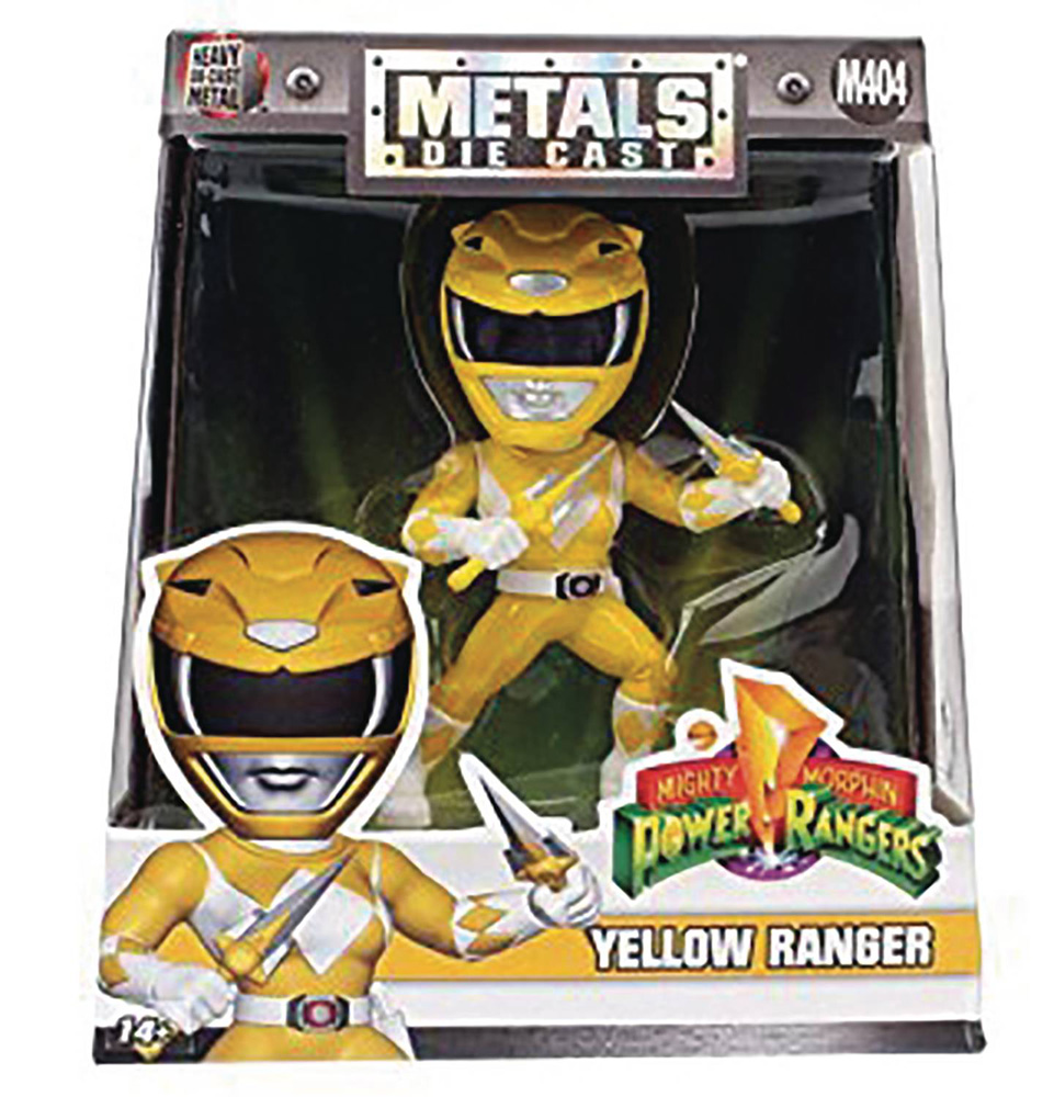 Image: Metals Mighty Morphin Power Rangers Die-Cast Figure: Yellow Ranger  (4-inch) - Jada Toys, Inc
