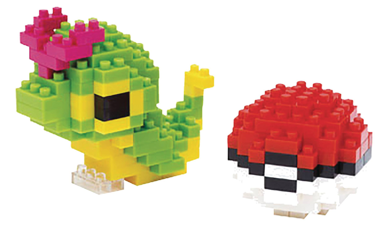 Image: Nanoblock Pokemon Block Set: Caterpie & Pokeball  - Schylling Associates Inc