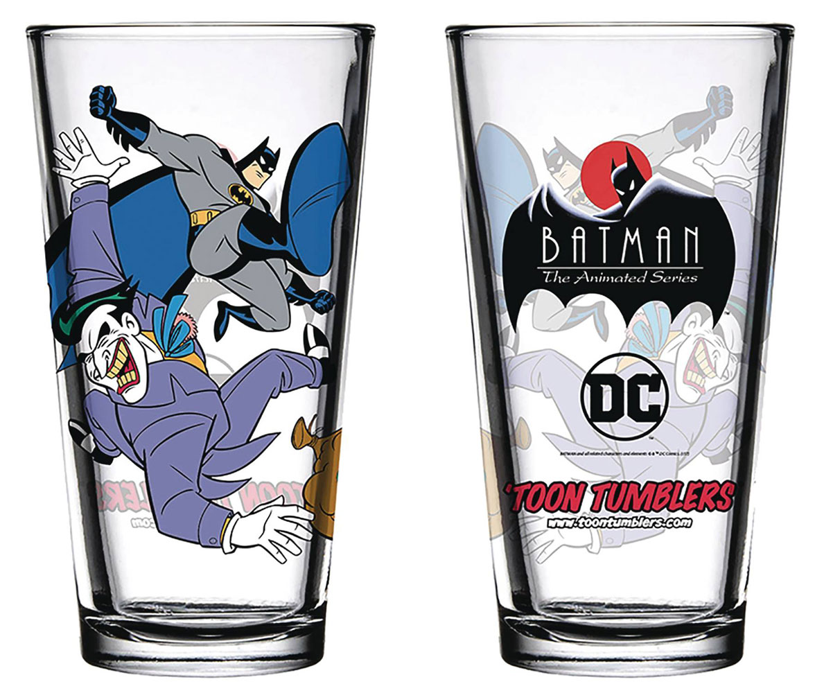 Image: Batman Animated Series Pint Glass: Batman & Joker  - Popfun Merchandise