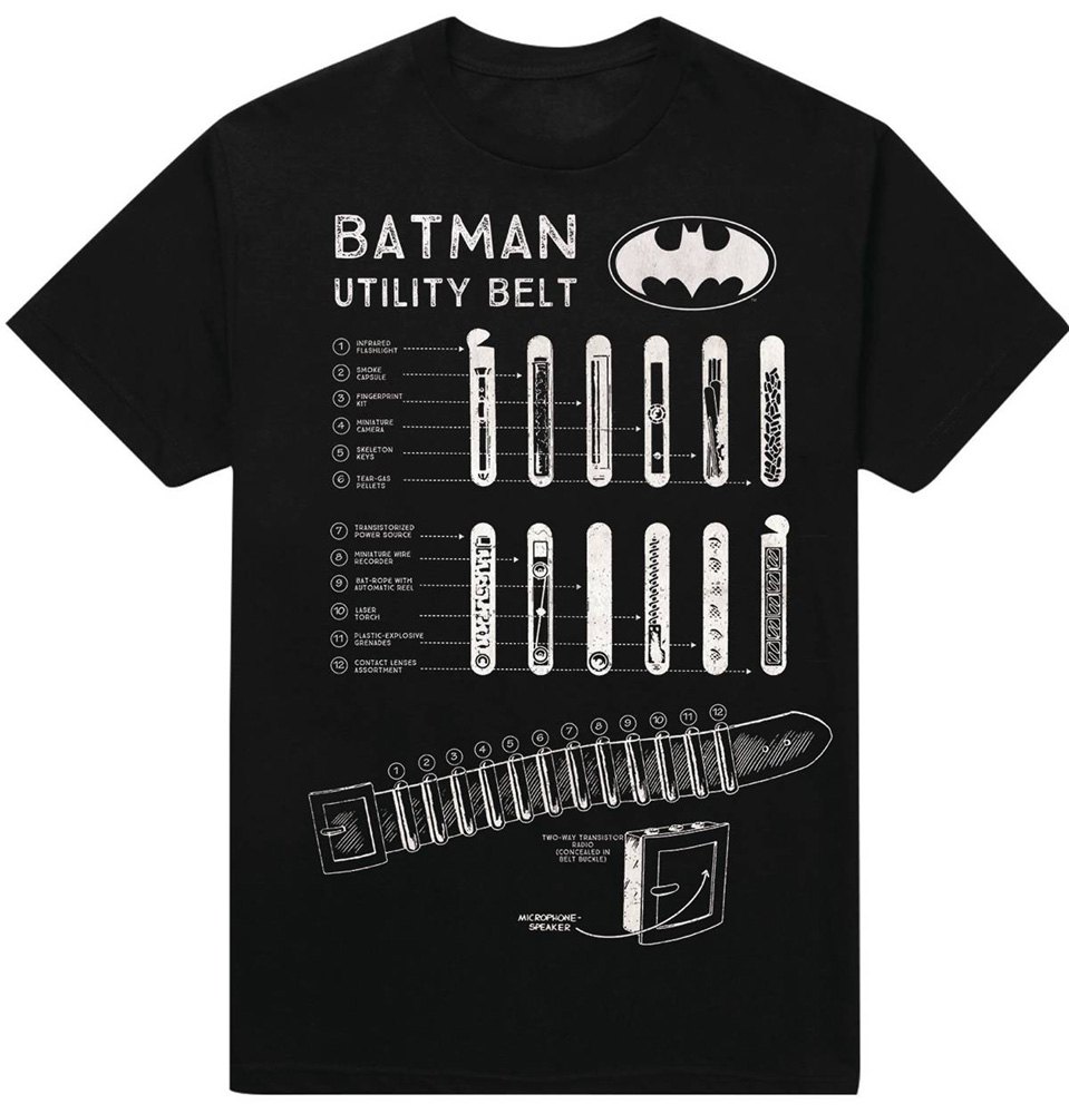 Image: DC Batman T-Shirt: Utility Belt [Black]  (L) - New Moda LLC
