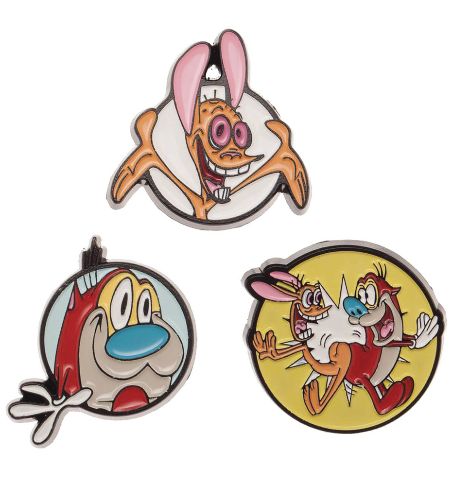 Image: Ren & Stimpy 3-Piece Lapel Pin Set  - Bioworld Merchandising