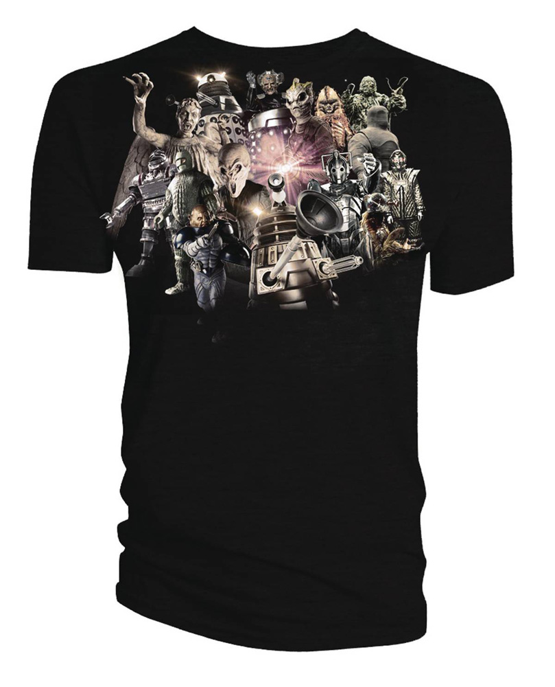 Image: Doctor Who T-Shirt: Monsters Montage [Black]  (XL) - Titan Books Uk