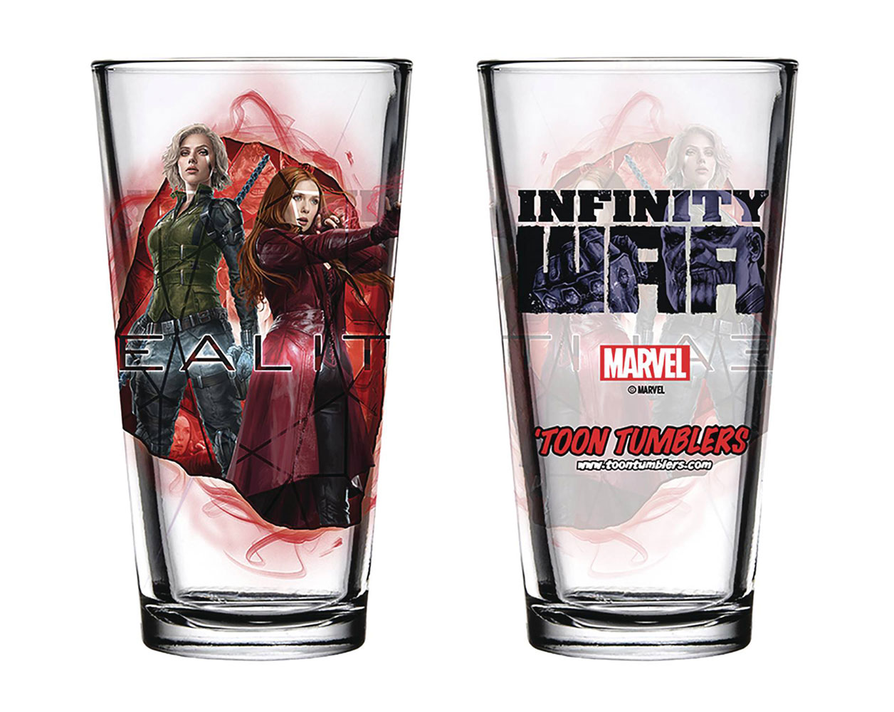 Image: Avengers: Infinity War Pint Glass - Black Widow / Scarlet Witch  - Popfun Merchandising