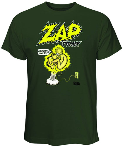Image: Zap Comix: Plugged in Military Green T-Shirt  (S) - 
