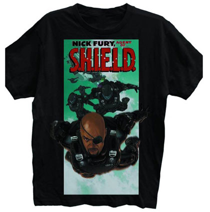 Image: Nick Fury Shield T-Shirt Black  (M)