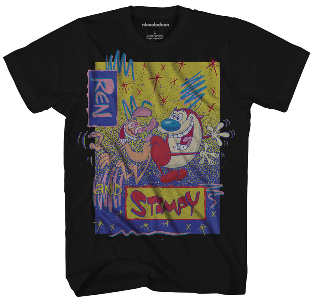 Image: Ren & Stimpy T-Shirt: 90s [Black]  (XL) - Mad Engine