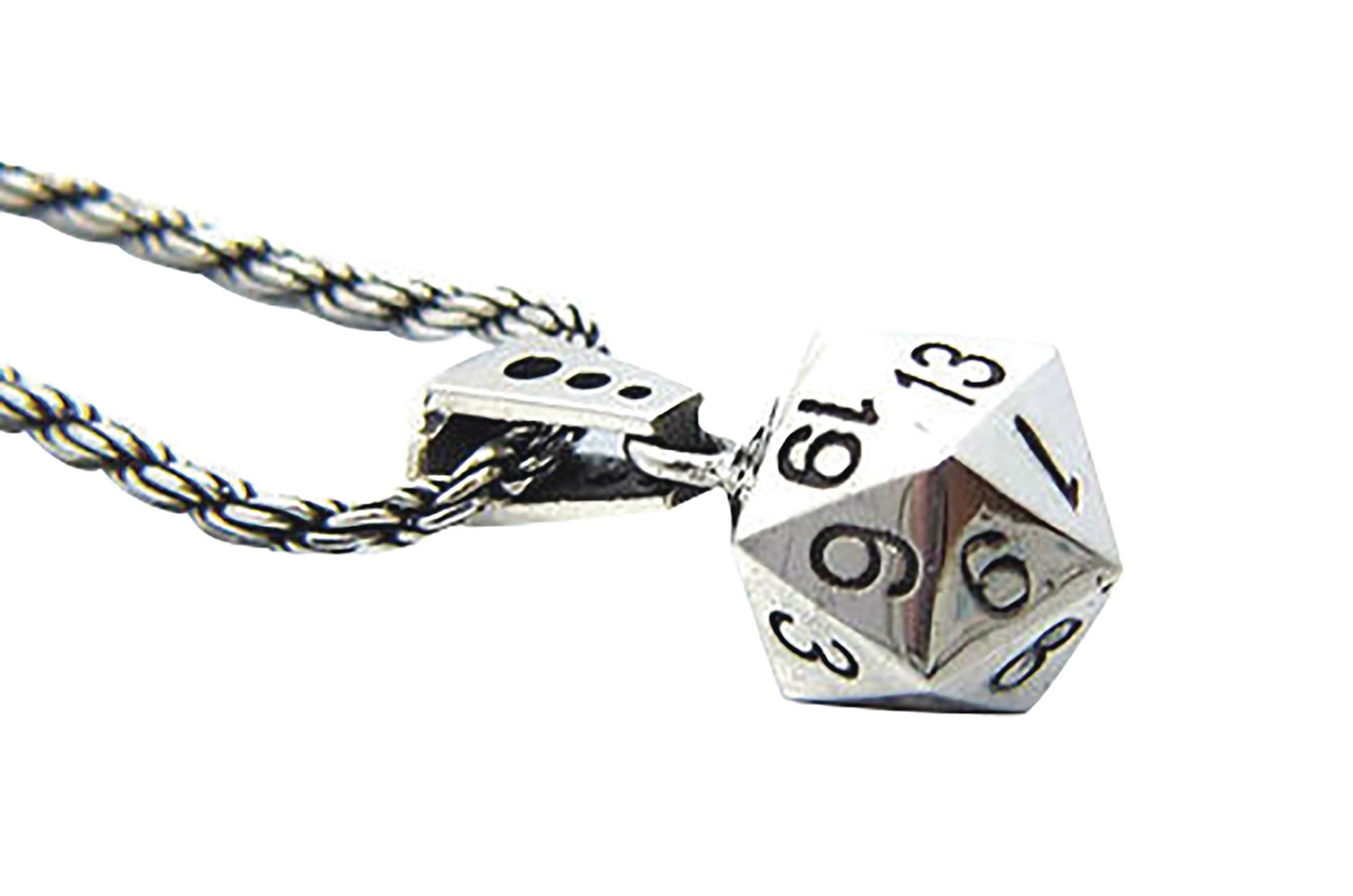 Image: D&D Pendant: Stainless Steel Dice 20  - Han Cholo