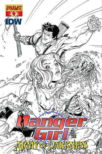 Image: Danger Girl / Army of Darkness #4 (10-copy Bradshaw B&W incentive cover) (v10)