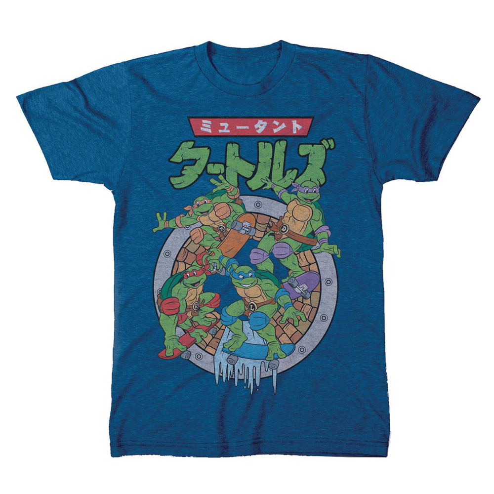 Image: Teenage Mutant Ninja Turtles T-Shirt: Japanese Logo [Royal Heather]  (XL) - Freeze Cmi