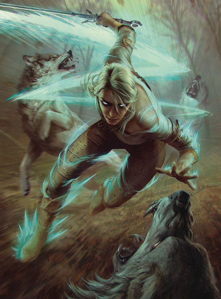 Image: Witcher 3: Wild Hunt 1000-Piece Deluxe Puzzle - Ciri and Wolves  - Dark Horse Comics