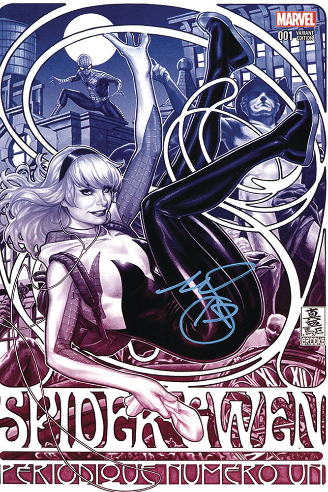 Image: Spider-Gwen #1 (DFE ComicSketchArt Fade variant cover - signed in Blue by Mark Brooks) - Dynamic Forces