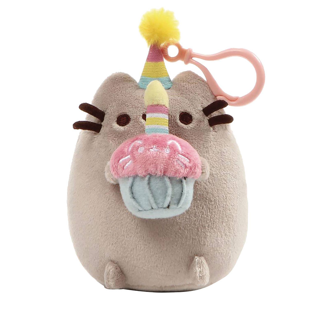 Image: Gund Pusheen Backpack Clip: B-Day Cupcake  (5-inch) - Gund