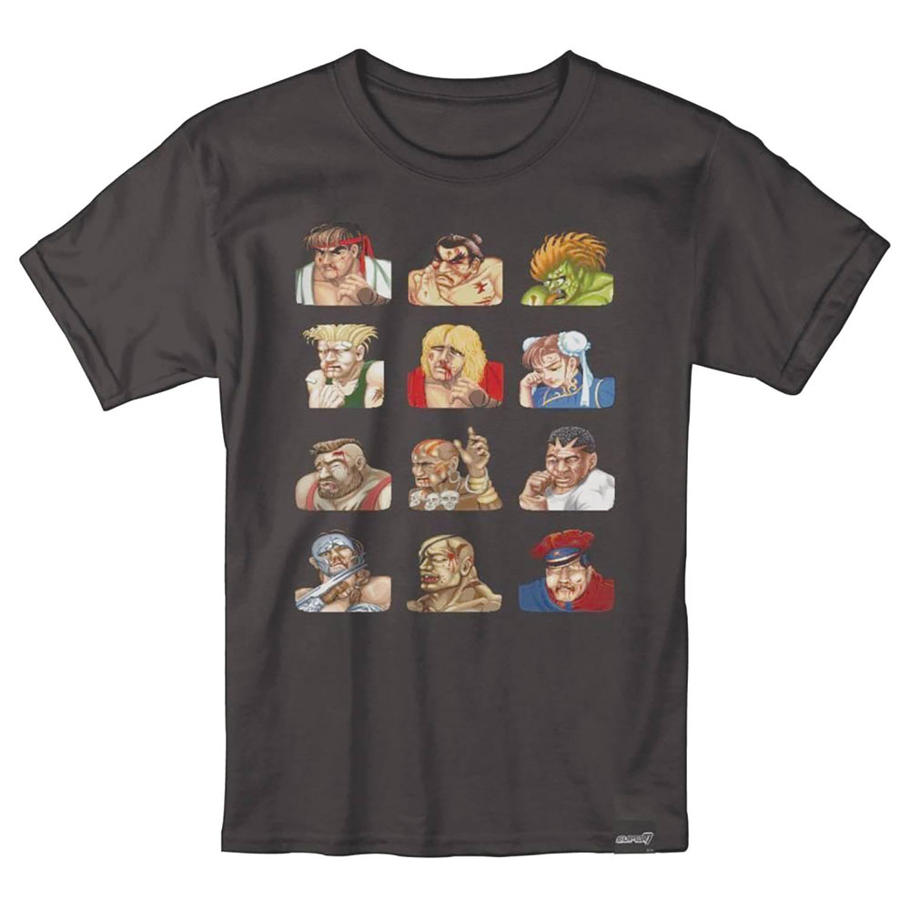 Image: Street Fighter T-Shirt: Continue Faces [Black]  (S) - Super 7