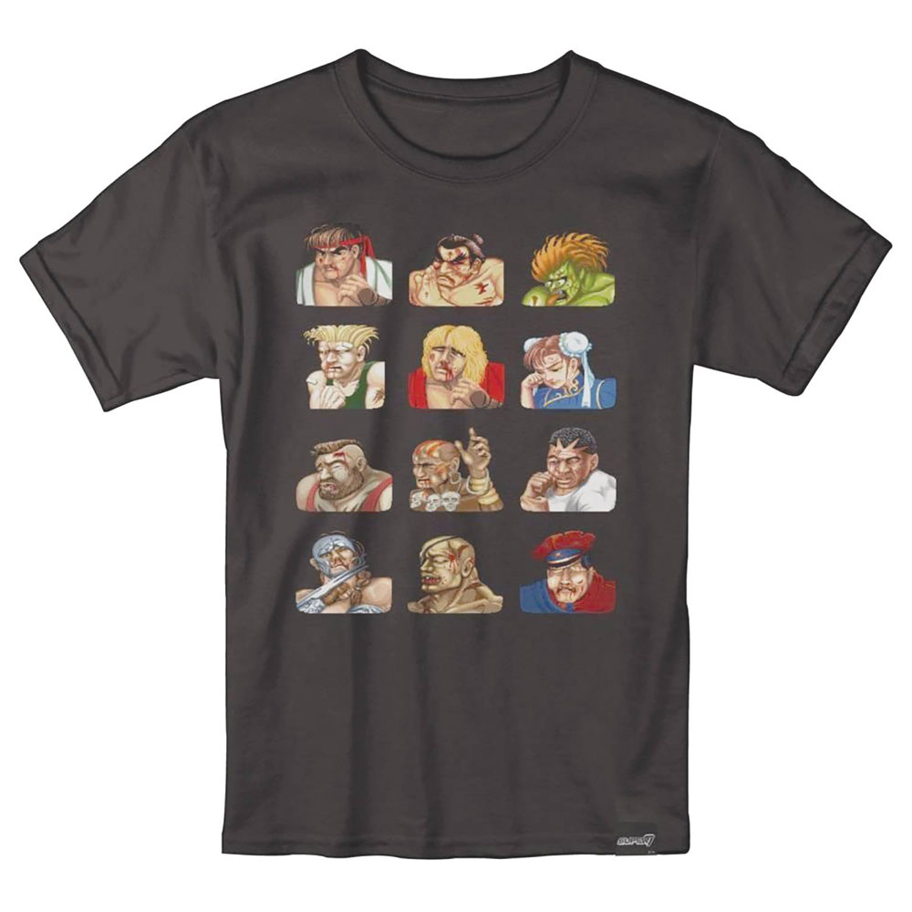 Image: Street Fighter T-Shirt: Continue Faces [Black]  (M) - Super 7