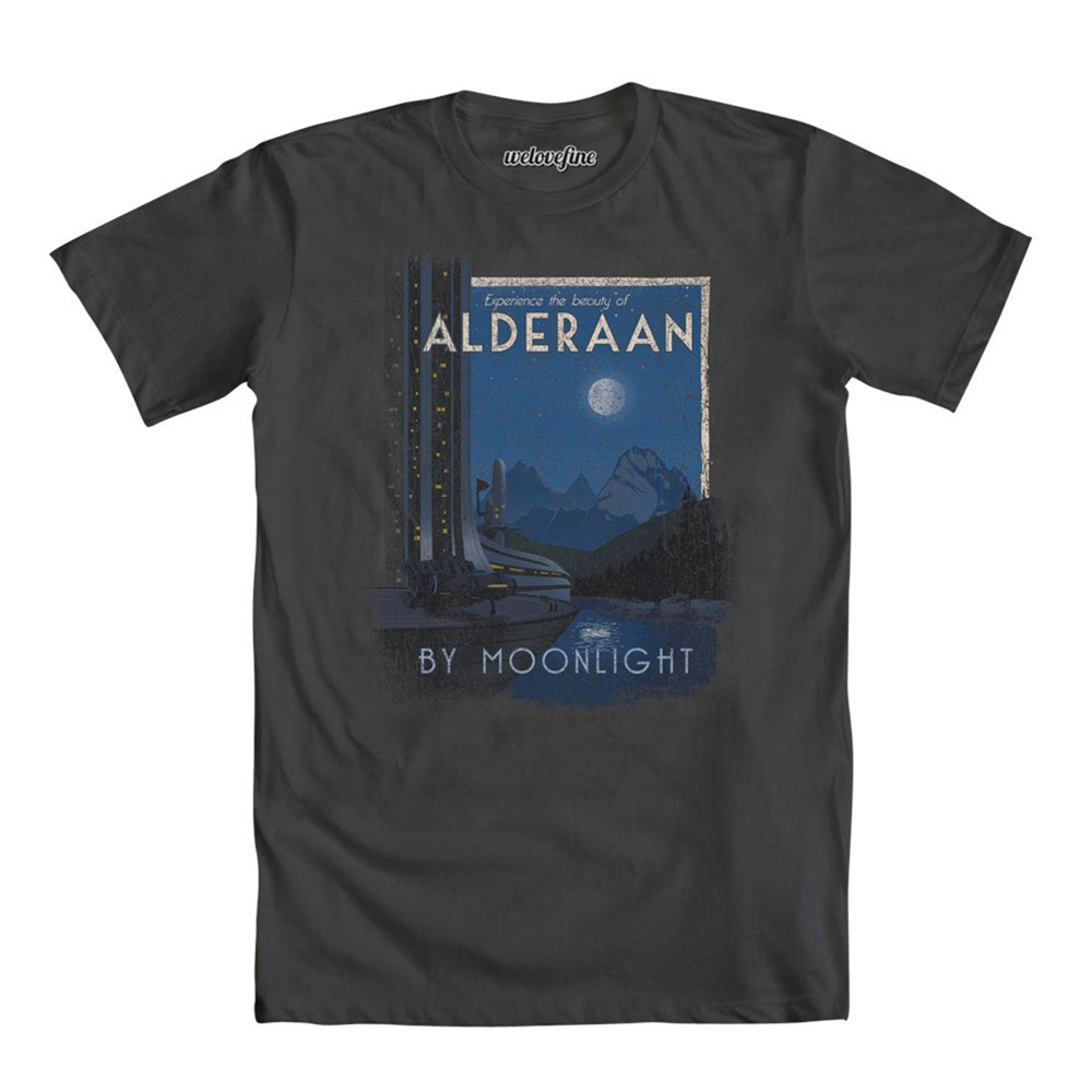 Image: Star Wars T-Shirt: Alderaan by Moonlight [Charcoal]  (M) - Mighty Fine