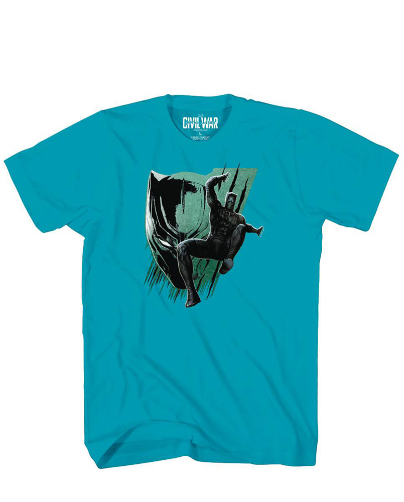 Image: Captain America 3 T-Shirt: Action Panther [Turquoise]  (L) - Mad Engine