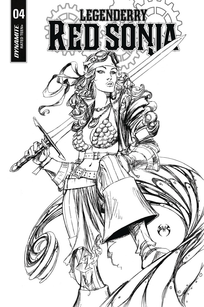 Image: Legenderry Red Sonja Vol. 02 #4 (cover B incentive - Benitez B&W) (10-copy)  [2018] - Dynamite