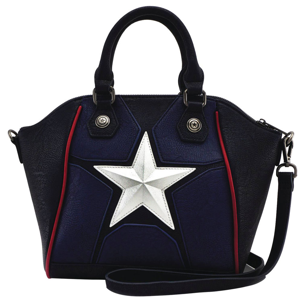 Image: Loungefly Marvel Crossbody Handbag: Captain America Suit  - Loungefly