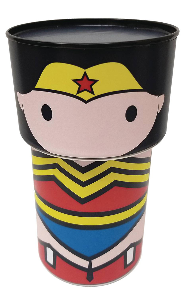 Image: Wonder Woman Bobble Head Tin Bank 12-Piece Assortment  - The Tin Box Company