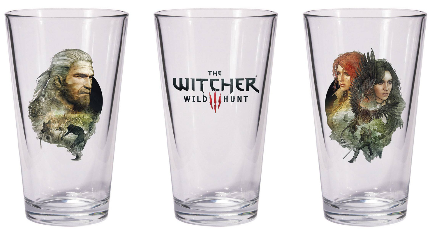 Image: Witcher Pint Glass Set: Geralt & Triss with Yennefer  - Dark Horse Comics