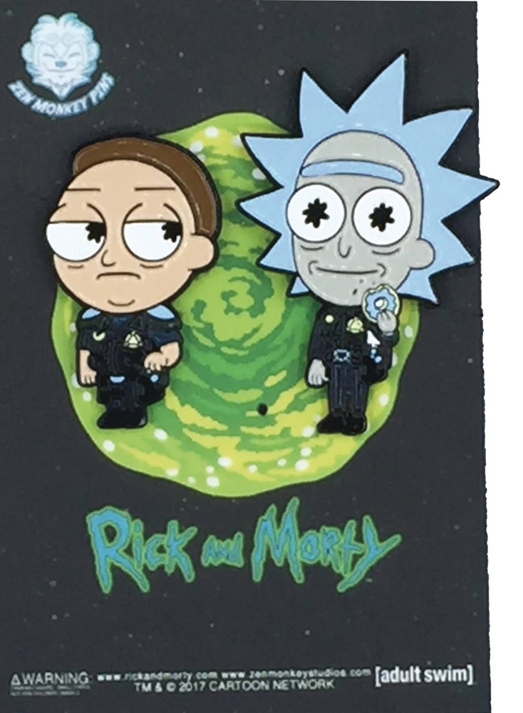 Image: Rick and Morty Lapel Pin 2-Piece Set: Cop Rick and Morty  - Zen Monkey Studios LLC