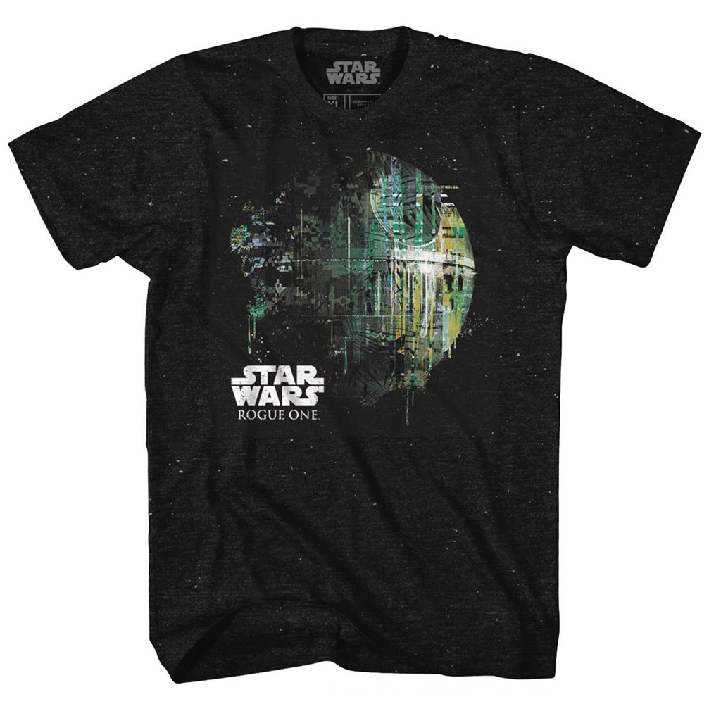 Image: Star Wars T-Shirt: Dripping Death Star [Black/White Confetti]  (S) - Mad Engine