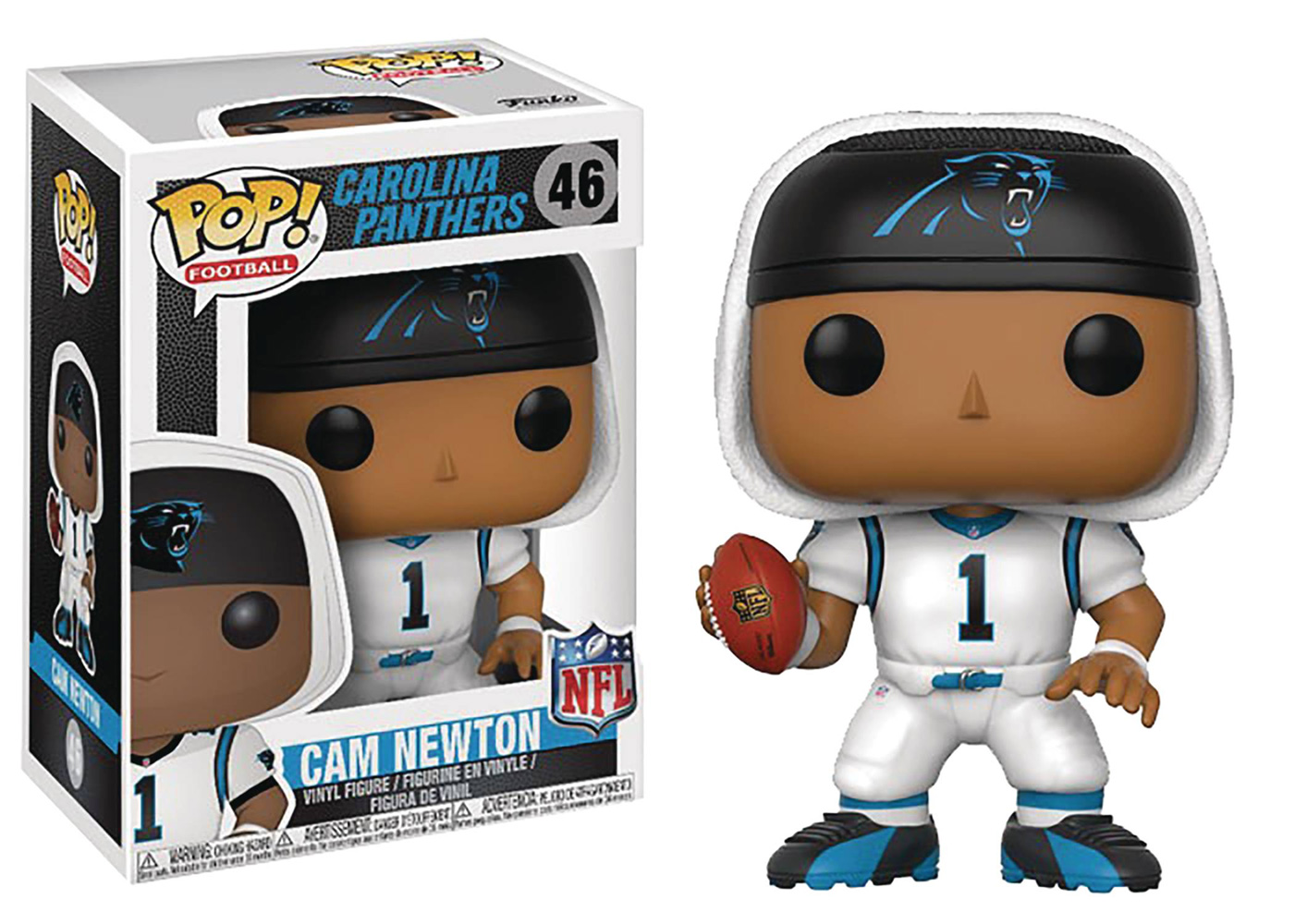 Image: Pop! NFL Vinyl Figure: Cam Newton Panthers  (White) - Funko