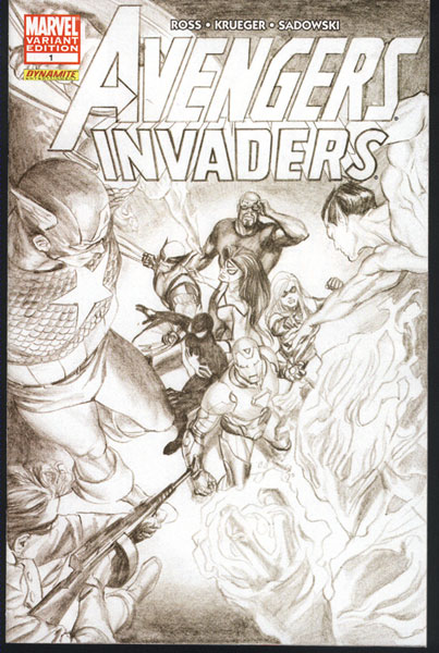 Image: Avengers / Invaders #1 (B&W Sketch Variant Cover)