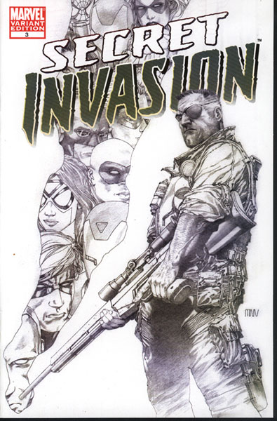 Image: Secret Invasion #3 (McNivin Black and White Variant Cover)