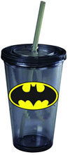 Image: DC 16 oz. Cold Cup: Batman Logo  (w/Lid & Straw)