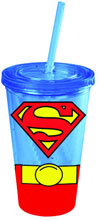 Image: DC 16 oz. Cold Cup: Superman Uniform  (w/Lid & Straw)