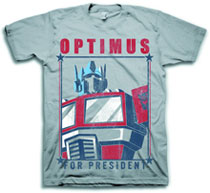 Image: Transformers: Optimus for President T-Shirt Grey  (L)