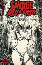 Image: Savage Red Sonja #2 (variant DE exclusive cover - Panosian line art) - Dynamite