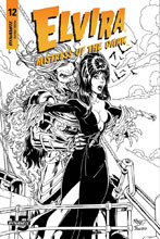 Image: Elvira: Mistress of the Dark #12 (incentive cover - Royle B&W) (20-copy) - Dynamite