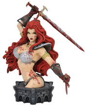 Image: Women of Dynamite Resin Bust: Red Sonja by Arthur Adams  (Blood Splattered Variant)) - Dynamite