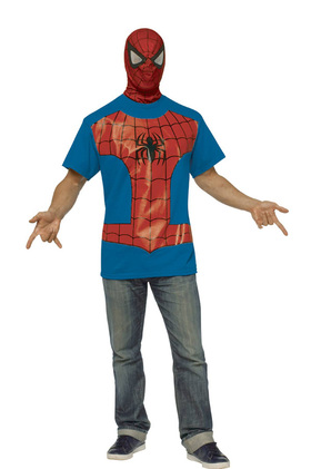 Image: Marvel T-Shirt w/Mask: Spider-Man  (L) - Rubies Costumes Company Inc