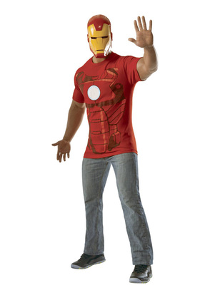 Image: Marvel T-Shirt w/Mask: Iron Man  (XL) - Rubies Costumes Company Inc