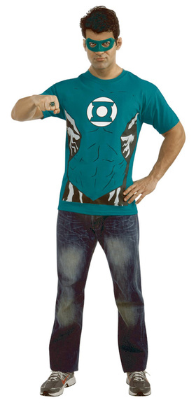 Image: DC T-Shirt w/Mask & Ring: Green Lantern  (M) - Rubies Costumes Company Inc