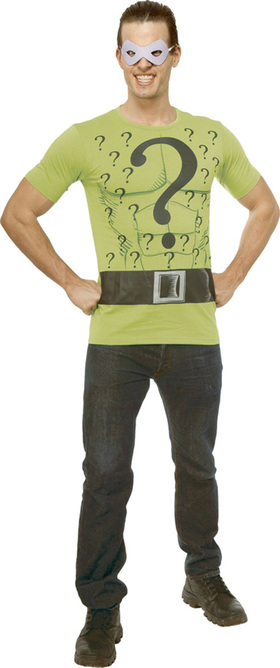 Image: DC T-Shirt w/Mask: The Riddler  (M) - Rubies Costumes Company Inc