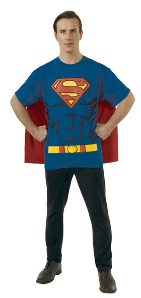 Image: DC T-Shirt w/Cape: Superman  (L) - Rubies Costumes Company Inc