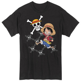 Image: One Piece T-Shirt: Luffy Skulls [Black]  (S) - Great Eastern Entertainment