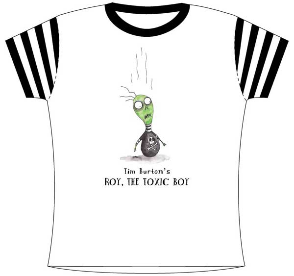 Image: Tim Burton Toxic Boy Babydoll White Striped T-Shirt  (XL) - 