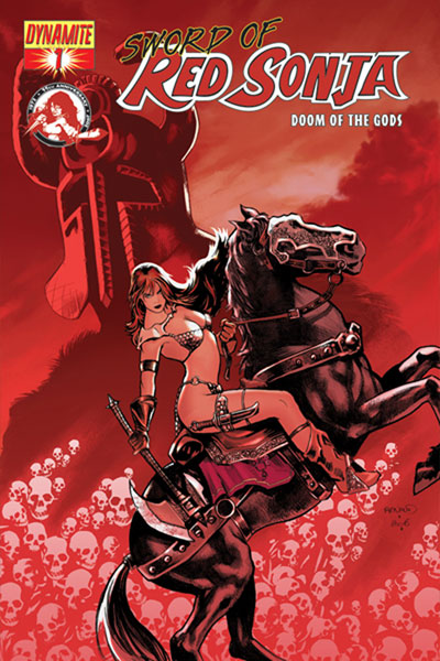 Image: Sword of Red Sonja: Doom of the Gods #1 (Paul Renaud Cover) - D. E./Dynamite Entertainment