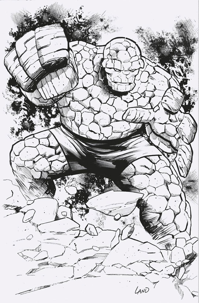 Image: Fantastic Four #7 (incentive 1:50 cover - Land virgin B&W)  [2023] - Marvel Comics