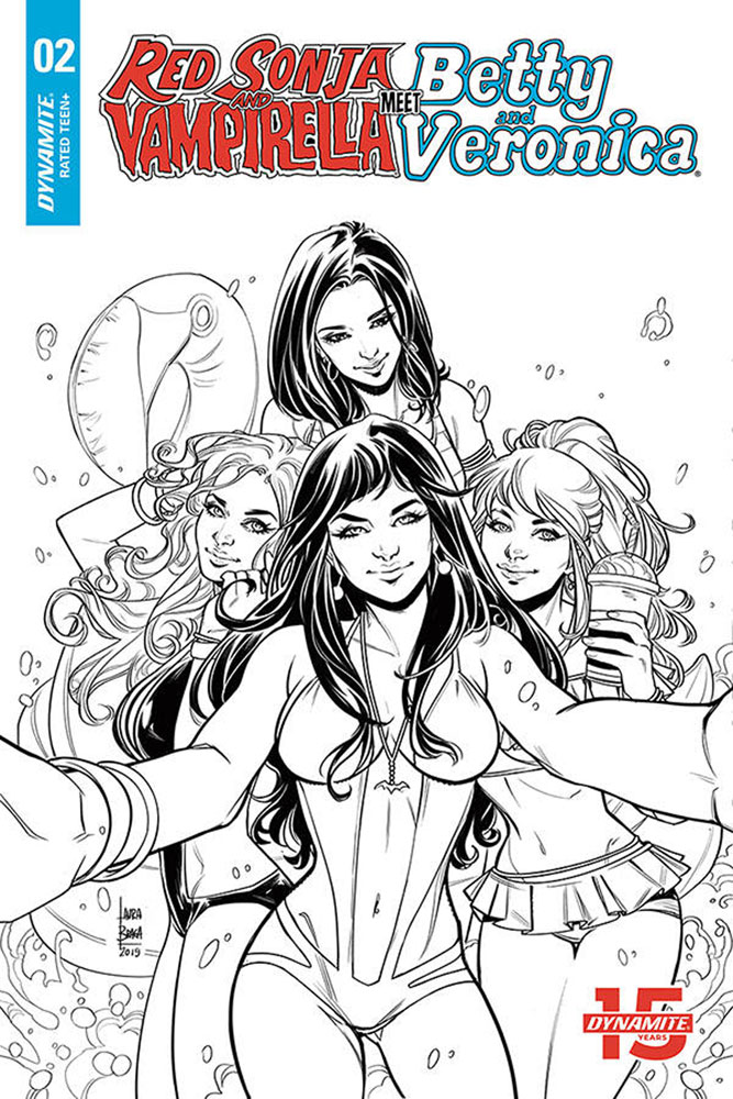 Image: Red Sonja and Vampirella Meet Betty and Veronica #2 (incentive cover - Braga B&W) (20-copy)  [2019] - Dynamite