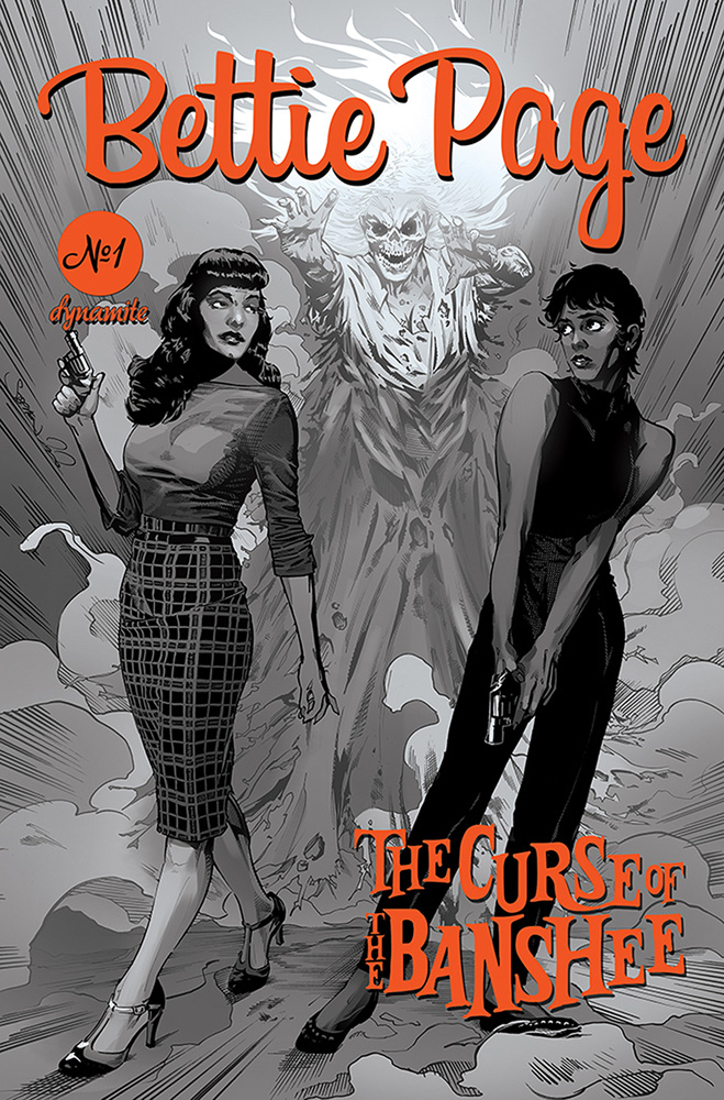 Image: Bettie Page and the Curse of the Banshee Vol. 05 #1 (incentive 1:25 cover - Mooney B&W) - Dynamite